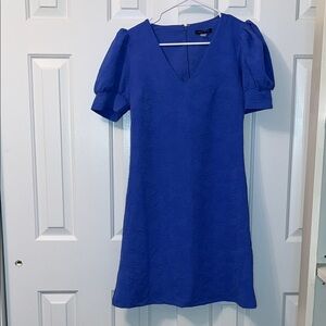 Tommy Hilfiger Textured Blue Floral Mini Dress Puff Sleeves Size‎ 2